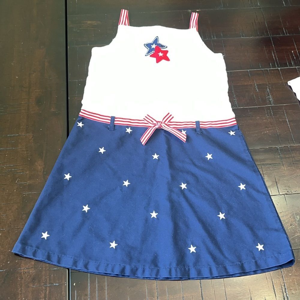 Girl 5T, 5 dress bundle, 4th of July denim floral - Picture 2 of 13